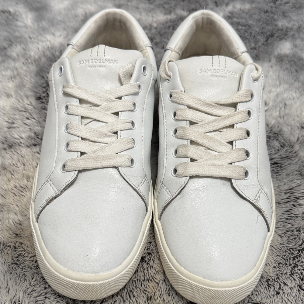Sam Edelman Eyhyl Lace‎ Up Low Top White Leather Sneakers Women's 9.5 Timeless - Picture 7 of 8